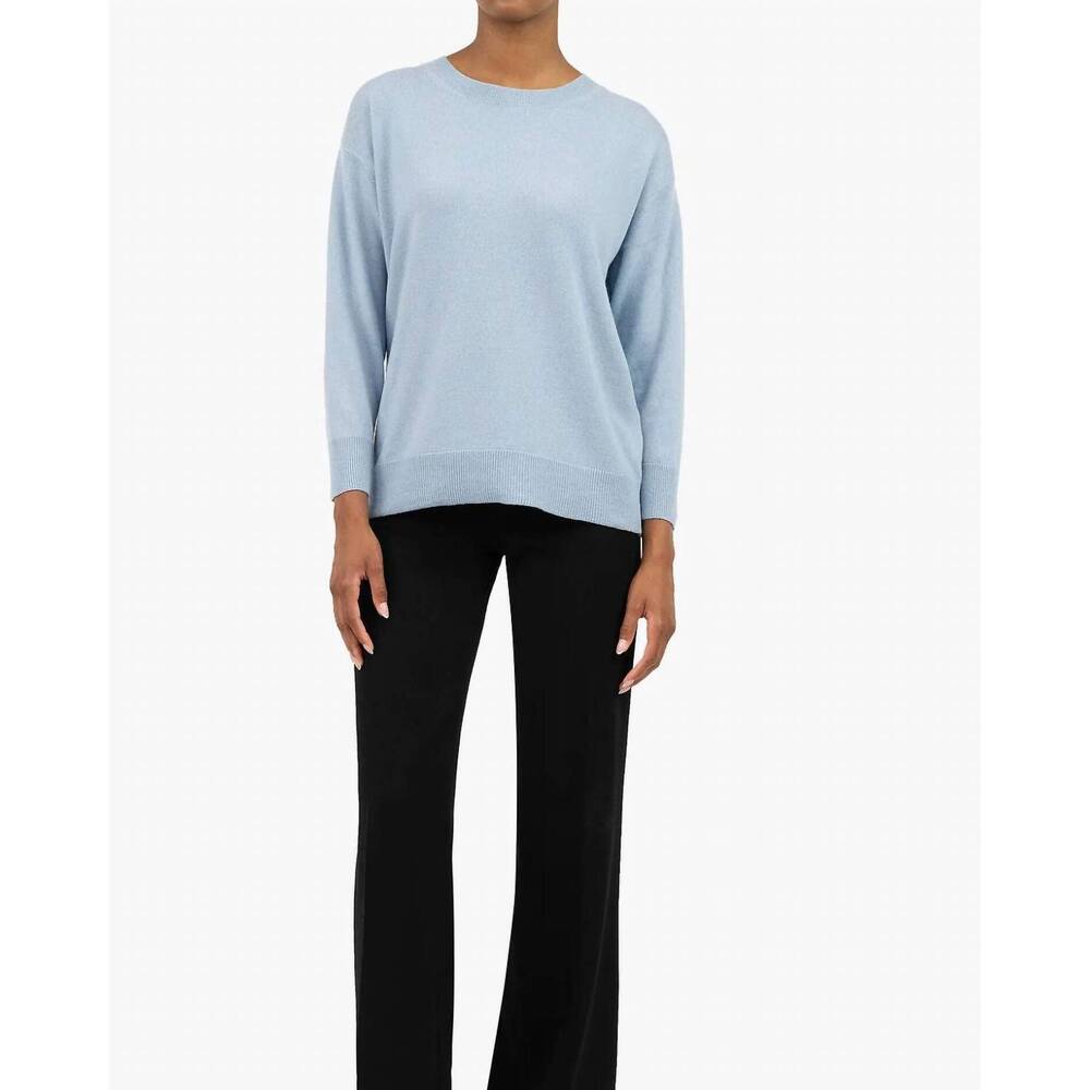 NEW W. CASHMERE joey oversized crewneck sweater in pale blue